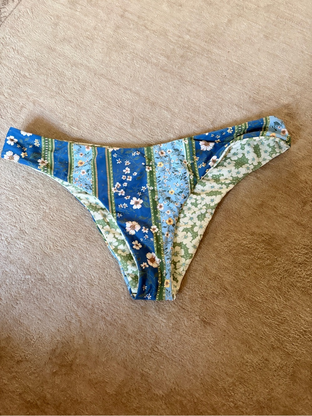 O'Neill Blue and Green Floral Reversible Bikini Bottom